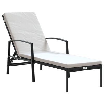 vidaXL Sun Loungers 2 pcs with Table Poly Rattan Black