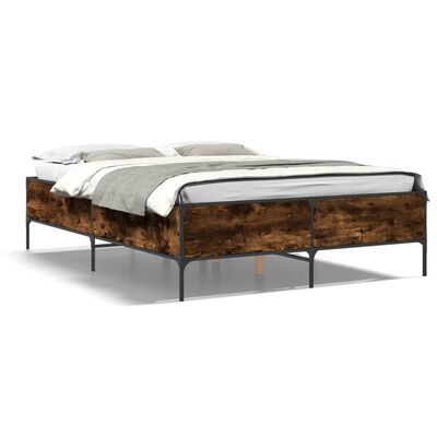 vidaXL Bed Frame without Mattress Smoked Oak 140x190 cm