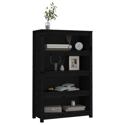 vidaXL Book Cabinet Black 80x35x126 cm Solid Wood Pine