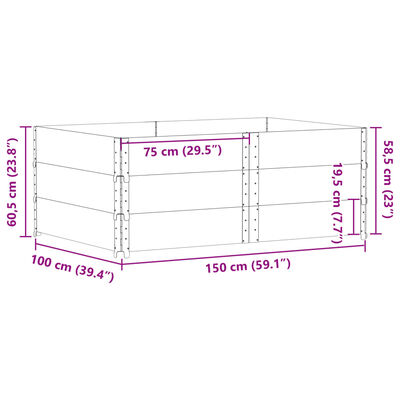 vidaXL Pallet Collars 3 pcs Black 150x100 cm Solid Wood Pine