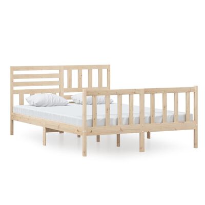 vidaXL Bed Frame without Mattress Solid Wood 140x200 cm (810082+814144)