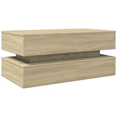 vidaXL Coffee Table with LED Lights Sonoma Oak 90x50x40 cm