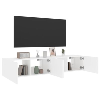 vidaXL TV Wall Cabinets with LED Lights 2 pcs White 80x35x31 cm