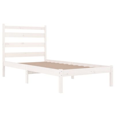 vidaXL Bed Frame without Mattress White Solid Wood 100x200 cm (810008+818406)