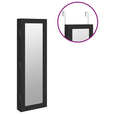 vidaXL Mirror Jewellery Cabinet Wall Mounted Black 30x8.5x90 cm