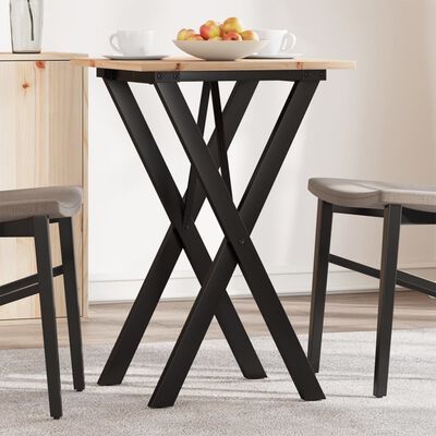 vidaXL Dining Table X-Frame 50x50x75 cm Solid Wood Pine and Cast Iron