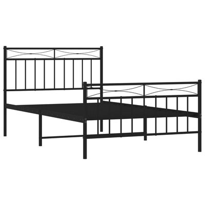 vidaXL Metal Bed Frame without Mattress with Footboard Black 100x200 cm