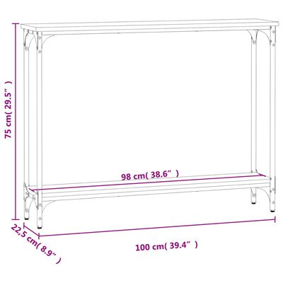 vidaXL Console Table Smoked Oak 100x22.5x75 cm Engineered Wood