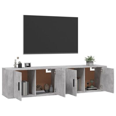 vidaXL Wall-mounted TV Cabinets 2 pcs Concrete Grey 80x34.5x40 cm