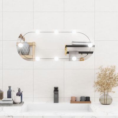 vidaXL Wall Mirror with LED Lights 30x70 cm Glass Oval