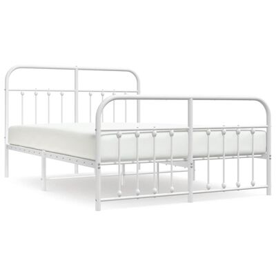 vidaXL Metal Bed Frame without Mattress with Footboard White 150x200 cm King Size