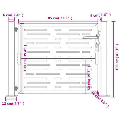 vidaXL Garden Gate Anthracite 105x105 cm Steel Square Design