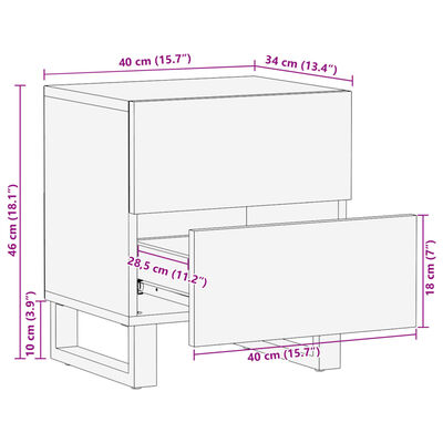 vidaXL Bedside Cabinets 2 pcs 40x34x46 cm Solid Wood Rough Mango