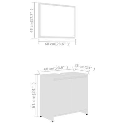 vidaXL 3 Piece Bathroom Furniture Set White Engineered Wood