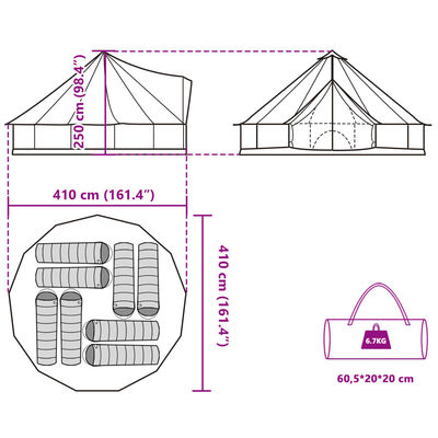 vidaXL Family Tent Tipi 8-Person Green Waterproof