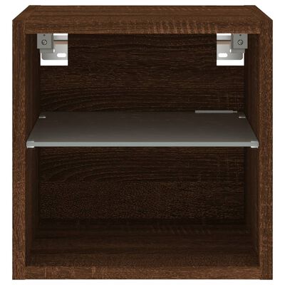 vidaXL TV Wall Cabinets with LED Lights 2 pcs Brown Oak 30x28.5x30 cm