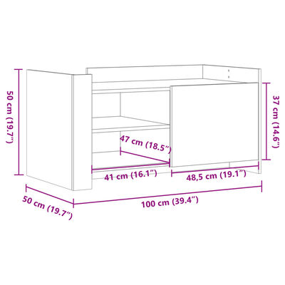 vidaXL Coffee Table Grey Sonoma 100x50x50 cm Engineered Wood