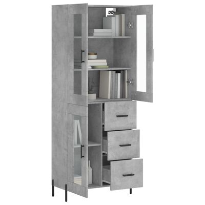 vidaXL Highboard Concrete Grey 69.5x34x180 cm Engineered Wood