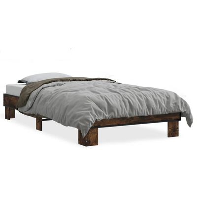 vidaXL Bed Frame without Mattress Smoked Oak 75x190 cm Small Single