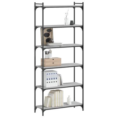 vidaXL Bookcase 6-Tier Grey Sonoma 80x30x188 cm Engineered Wood