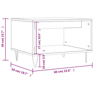 vidaXL Coffee Table Grey Sonoma 60x50x40 cm Engineered Wood