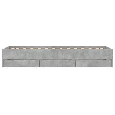 vidaXL Bed Frame with Drawers without Mattress Concrete Grey 75x190 cm Small Single