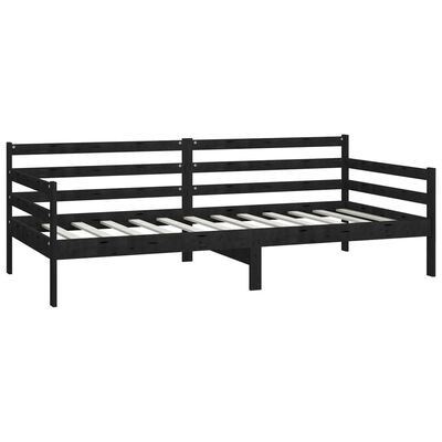 vidaXL Day Bed without Mattress Black Solid Wood Pine 90x200 cm