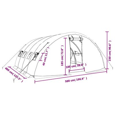 vidaXL Greenhouse with Steel Frame Green 20 m² 5x4x2.3 m