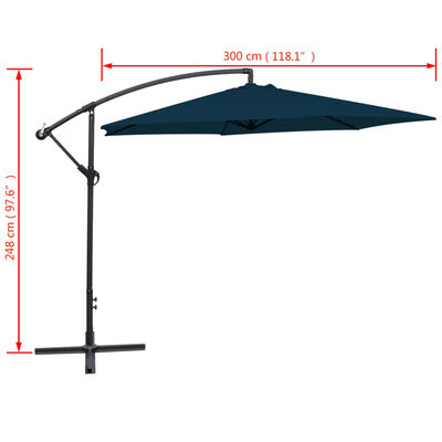 vidaXL Cantilever Garden Parasol 3 m Blue