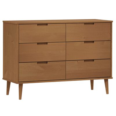 vidaXL Drawer Cabinet MOLDE Brown 113x40x80 cm Solid Wood Pine