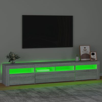 vidaXL TV Cabinet with LED Lights Grey Sonoma 210x35x40 cm