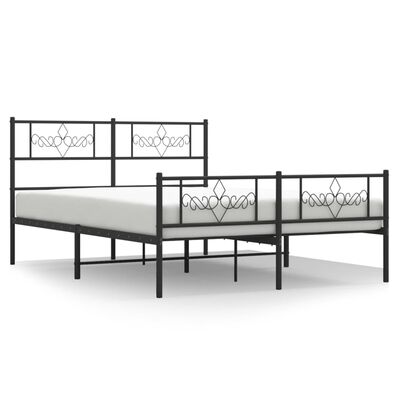 vidaXL Metal Bed Frame without Mattress with Footboard Black 120x200 cm