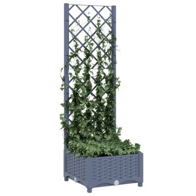 vidaXL Garden Planter with Trellis Dark Grey 40x40x121.5 cm PP