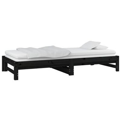 vidaXL Pull-out Day Bed without Mattress Black 2x(80x200) cm