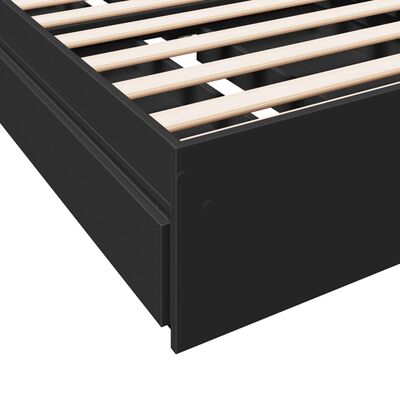 vidaXL Bed Frame with Drawers without Mattress Black 75x190 cm Small Single