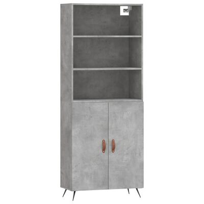 vidaXL Highboard Concrete Grey 69.5x34x180 cm Engineered Wood