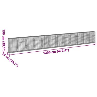 vidaXL Gabion Basket with Cover 1200x50x150 cm Galvanised Iron