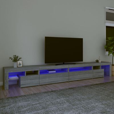 vidaXL TV Cabinet with LED Lights Grey Sonoma 290x36.5x40 cm