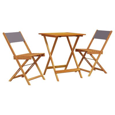 vidaXL 3 Piece Bistro Set Anthracite Fabric and Solid Wood