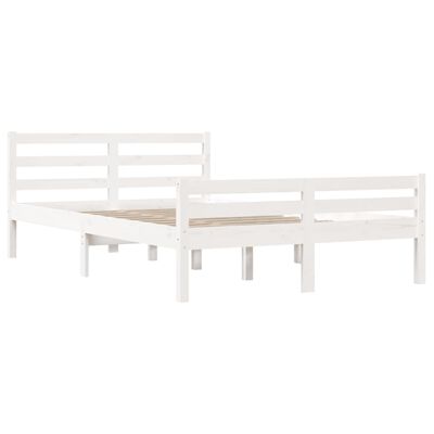 vidaXL Bed Frame without Mattress White Solid Wood 140x190 cm