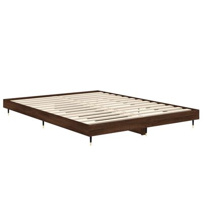 vidaXL Bed Frame without Mattress Brown Oak 140x190 cm Engineered Wood