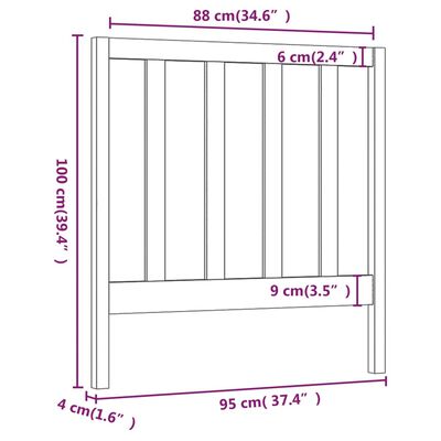 vidaXL Bed Headboard 95x4x100 cm Solid Wood Pine