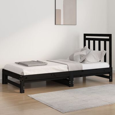 vidaXL Pull-out Day Bed without Mattress Black 2x(90x200) cm