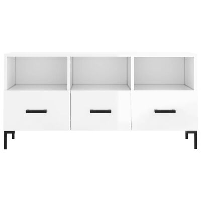 vidaXL TV Cabinet High Gloss White 102x36x50 cm Engineered Wood