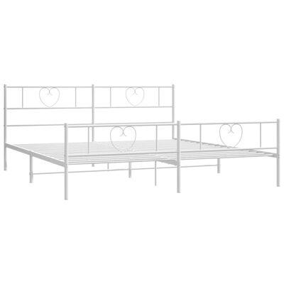 vidaXL Metal Bed Frame without Mattress with Footboard White 193x203 cm