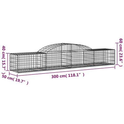 vidaXL Arched Gabion Baskets 20 pcs 300x50x40/60 cm Galvanised Iron