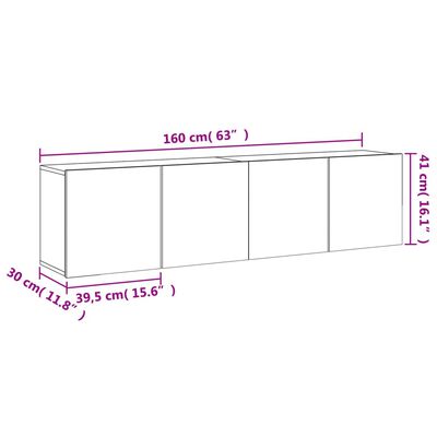 vidaXL TV Cabinets Wall-mounted 2 pcs Grey Sonoma 80x30x41 cm