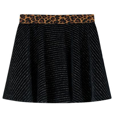 Kids' Skirt with Leopard Waistband Black 140