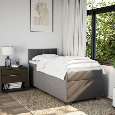 vidaXL Box Spring Bed with Mattress Taupe 100x200 cm Fabric