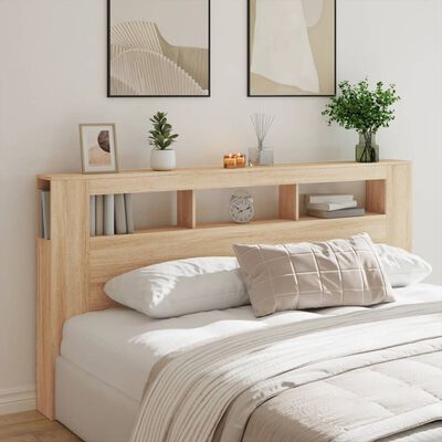 vidaXL LED Headboard Sonoma Oak 200 cm Engineered Wood